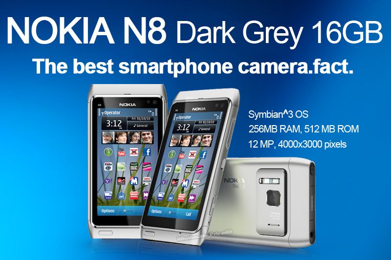 New Nokia N8 3G WIFI GPS 16GB 12MPix GSM UNLOCKED SMARTPHONE SILVER 