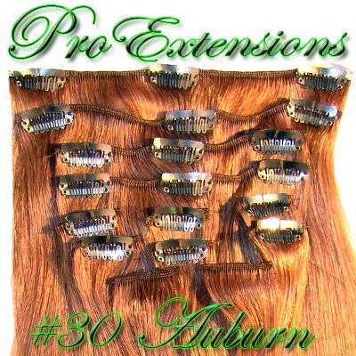 30 Auburn Clip on in Human Hair Pro Extensions 20  