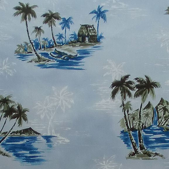 Hawaiian Print Fabric 100% Cotton 1/2 yard 44 w GET AWAY tropical 