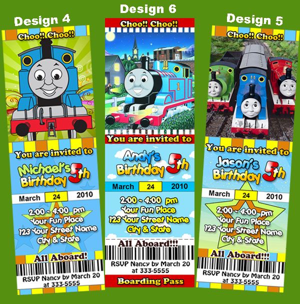 THOMAS THE TANK TRAIN TICKET BIRTHDAY PARTY INVITATIONS  