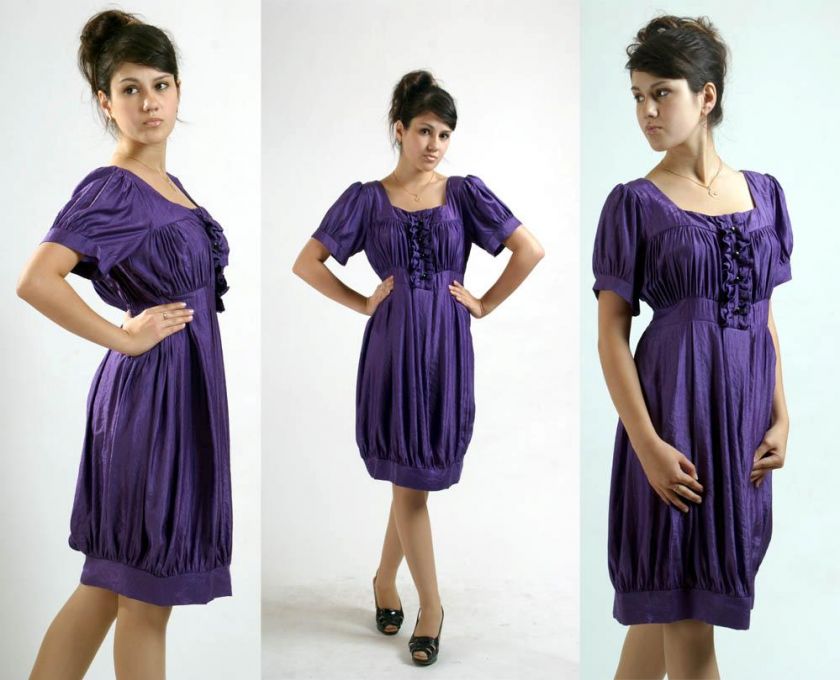 Purple Short Sleeve Cocktail Evening Party Plus Dress  