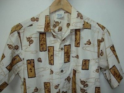 60s HAWAIIAN SURF HAWAII COTTON FLOWERS ALOHA SHIRT M  