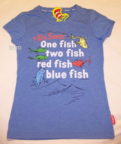 Dr Seuss One Fish Ladies Blue T Shirt Size XXS New  