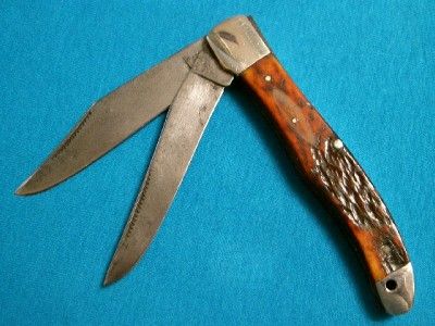 VINTAGE WESTERN BOULDER RED BONE BIG FOLDING HUNTER BOWIE KNIFE KNIVES 