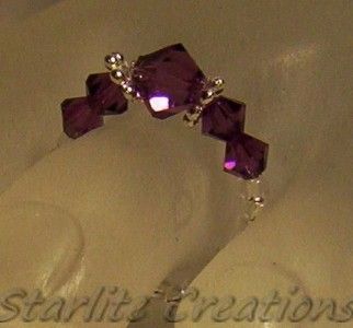 Toe Ring ~ Swarovski Birthstone ~ February ~ Amethyst & Silver Beaded 