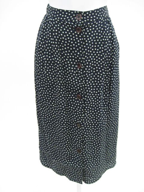 VALENTINO MISS V Navy Sage Silk Polka Dot Skirt Sz 38  