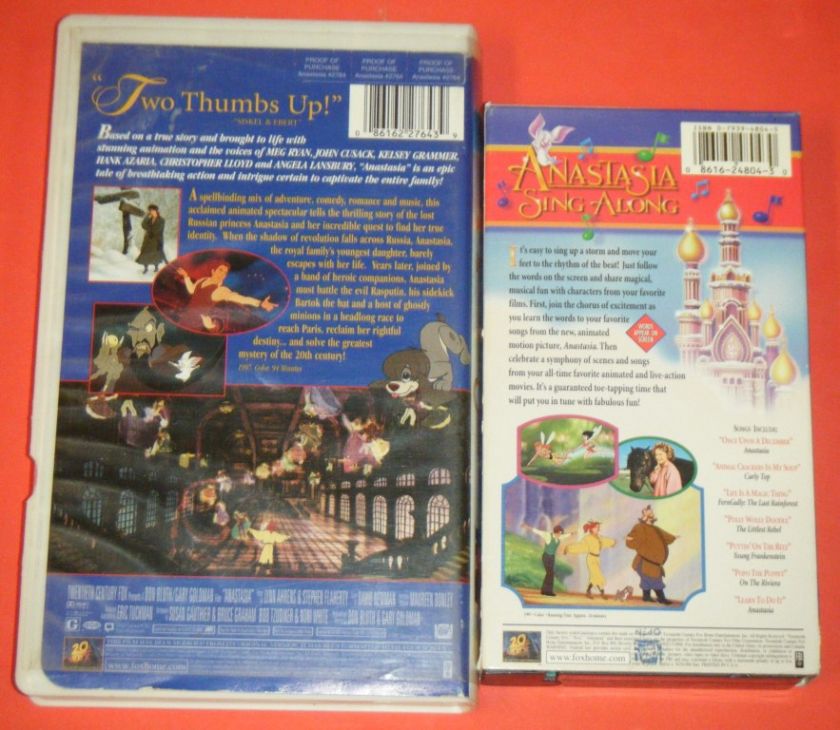 ANASTASIA MOVIES   Anastasia & Anastasia Sing Along 736899324865 