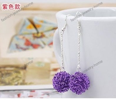 Fashion Filigree Metal Ball Dangle Earrings 6 colors  