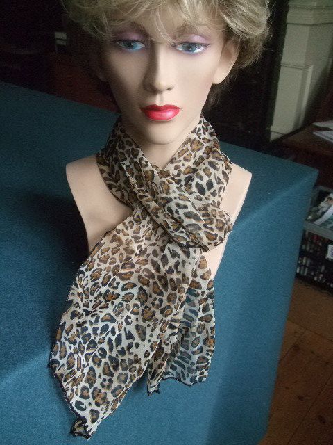 Beautiful brown chiffon animal print scarf  