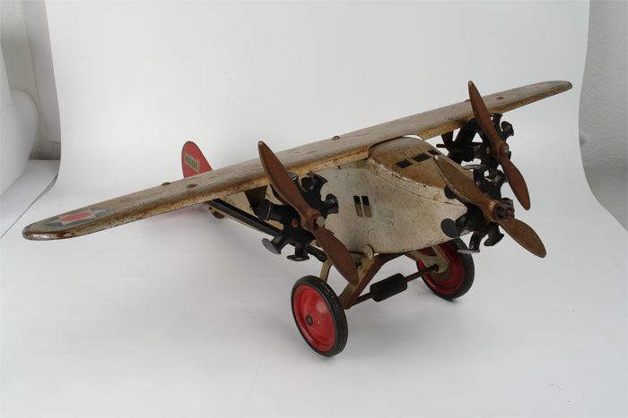 Rare 1920s Steelcraft Army Scout Plane Tri Motor Toy  