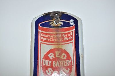 1915 Red Seal Dry Battery Porcelain Advertising Thermometer  