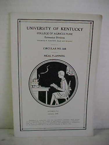 Jan. 1930 Univ of Kentucky Meal Planning Cir. No. 226  