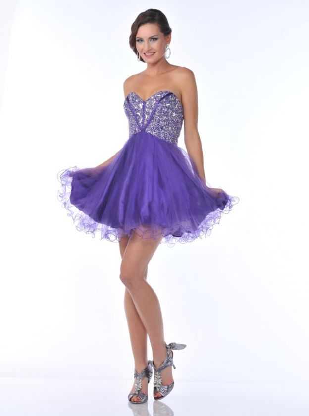 dazzling short sweetheart dress with large mirrored clear stones and a 