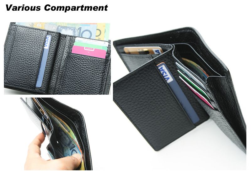 Offer GIft◎ Mens Genuine Leather Wallet Black Bifold Purse 