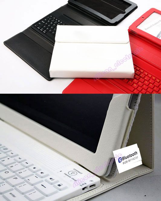   Bluetooth Silcone Keyboard Case Holder Stand For Apple iPad 2 White