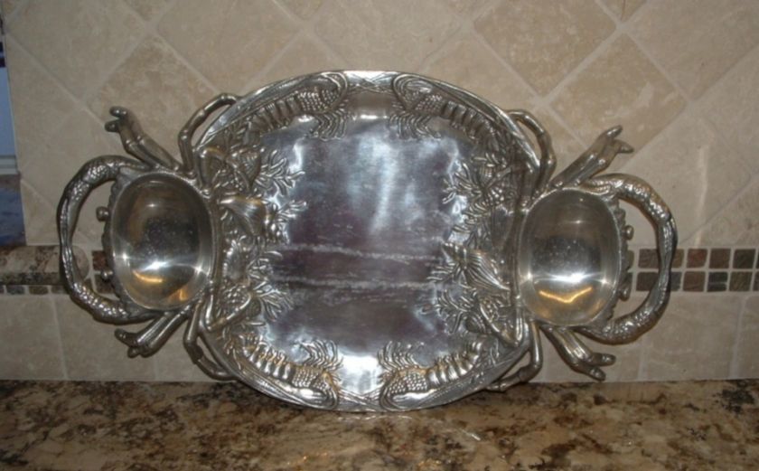 ARTHUR COURT PEWTER 1988 CRAB SERVING PLATTER  