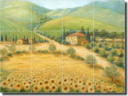 Margosian Tuscan Sunflower Decor Art Ceramic Tile Mural  