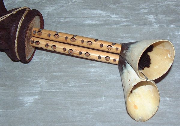 UNUSUAL SET OF GOATSKIN BAGPIPES   TUNISIAN MEZWED  