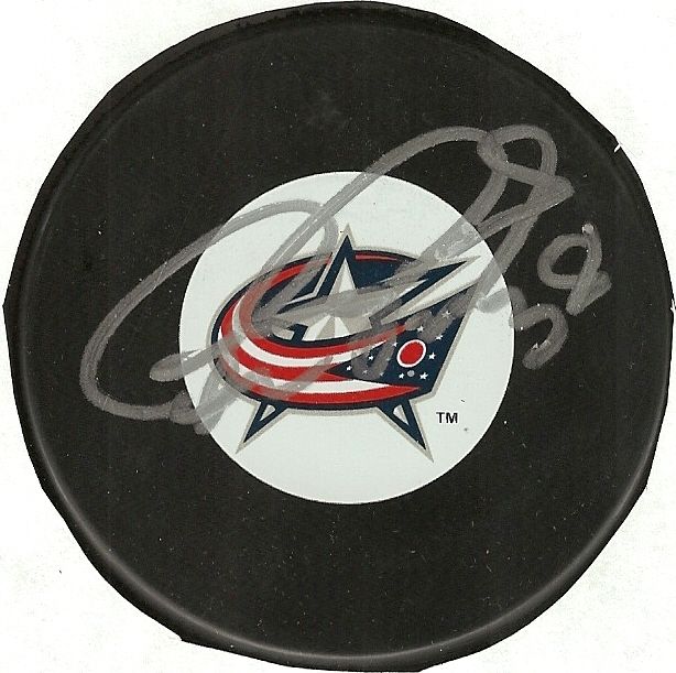 TREVOR FRISCHMON signed COLUMBUS BLUE JACKETS puck COA  