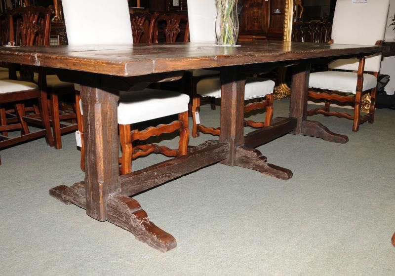 Oak Country Refectory Trestle Table Kitchen Dining  