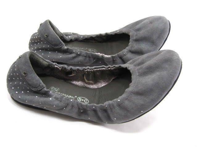 MATT BERNSON WOMENS WAVERLY CELESTE BALLET FLAT GREY SUEDE RUBBER 