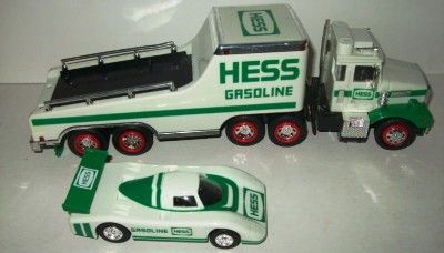 1991 HESS GASOLINE TOY TRAILER TRUCK RACING CAR SET  