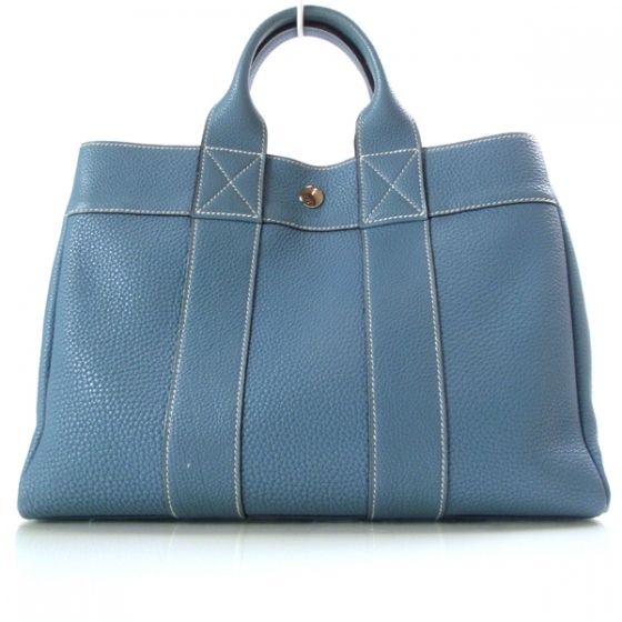 HERMES Togo Leather FOURRE TOUT Tote Bag Blue Jean  