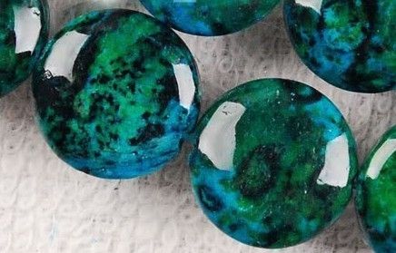 14mm Azurite Chrysocolla Coin Gemstones Loose Beads 15  