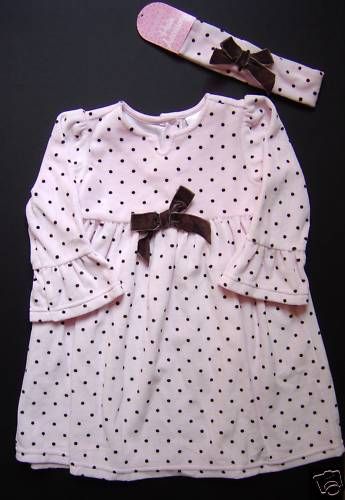   Closet Baby Girls Pink Brown Velour Dress 12 Months NWT  