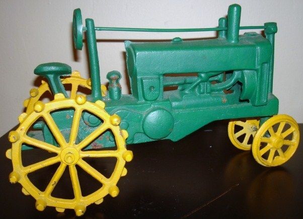 Vintage CAST IRON Tractor LOT Antique John Deere x 3 TRACTORS Set 