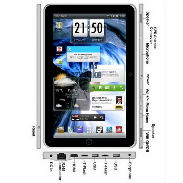 New 10 FlyTouch 3 Android 2.2 Tablet WiFi 3G GPS HDMI  