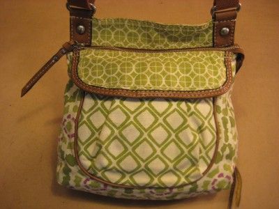   Printed Floral Canvas Green Satchel Field Cross Body Saddle Purse