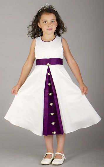 FLOWER GIRL DRESSES IVORY PURPLE BALL GOWN ROSEBUD  