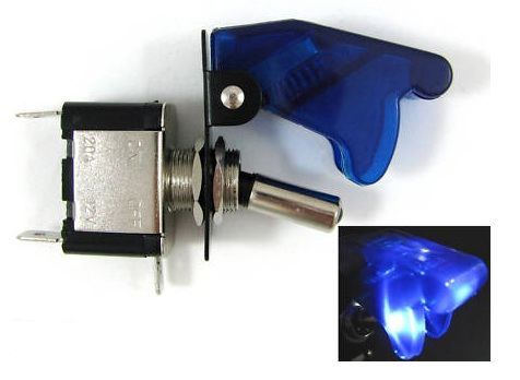 BLUE LED Toggle Racing Switch with Military Cover/Guard  