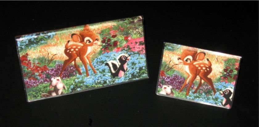 BAMBI THUMPER & FLOWER Fabric Checkbook Cover/Debit Set  