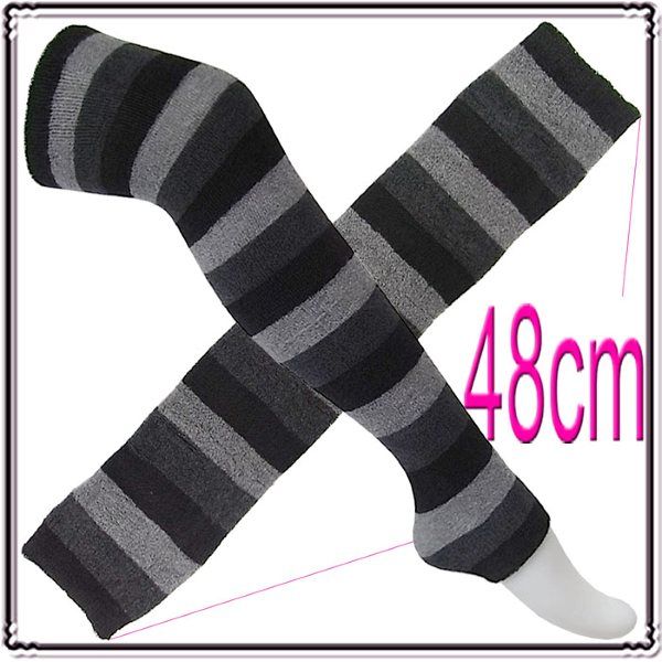 style striped thick towel leg warmers/footless  