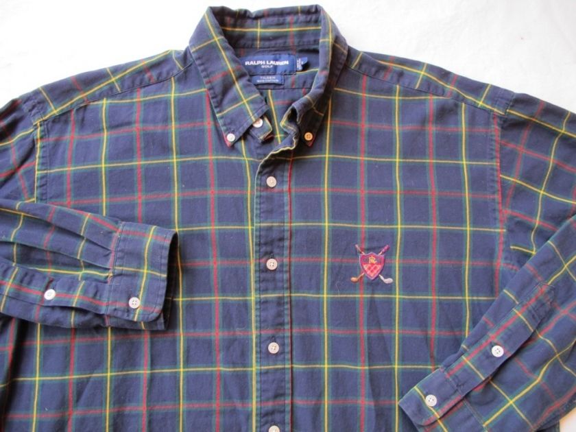 Mens Ralph Lauren Golf Blue Plaid TILDEN Shirt L  