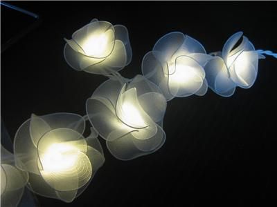 WHITE NYLON ROSES LED STRING FLOWER FAIRY LIGHTS Gift Home Wedding 