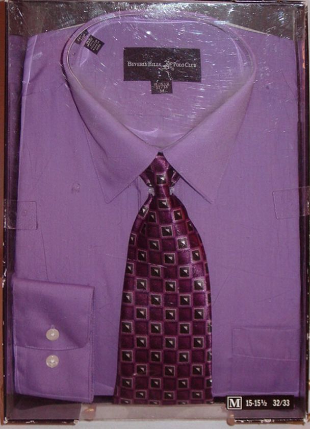 BEVERLY HILLS POLO CLUB MENS DRESS SHIRT & TIE SZ M NIB  