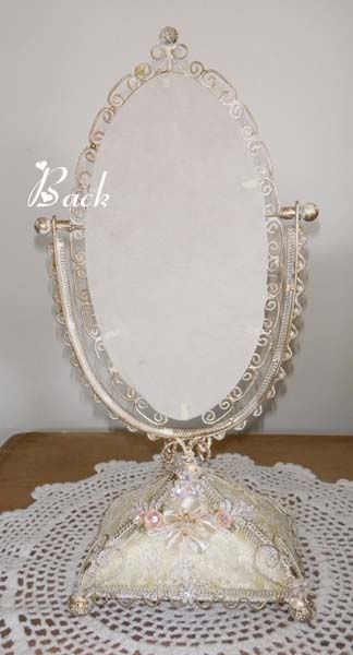 Victorian Vintage Style VANITY STANDING MIRROR IVORY LC  