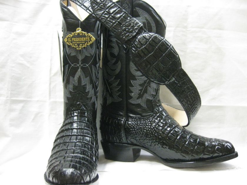 CROCODILE ALLIGATOR BELLY COWBOY BOOTS R TOE & BELT d  