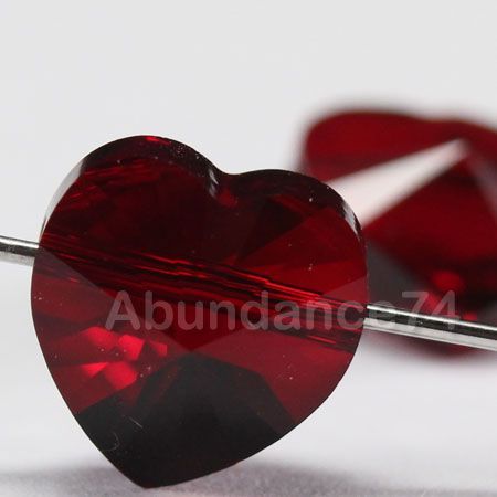 12 pcs Swarovski 5742 Heart Beads 8mm Crystal Siam  