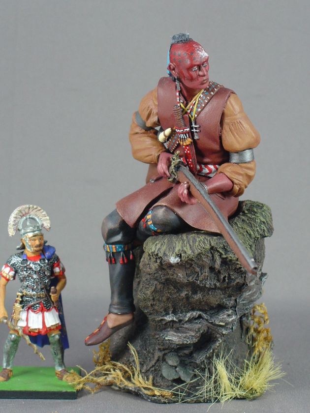   Last of the Mohicans mopvie prop figure model diorama wood stand