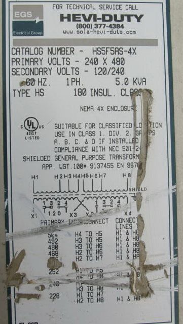 HS5F5AS 4X Sola Hevi Duty 5kva 1ph 5 kva Transformer  