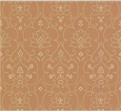 Wallpaper Designer Copper with Tan Damask Scroll  