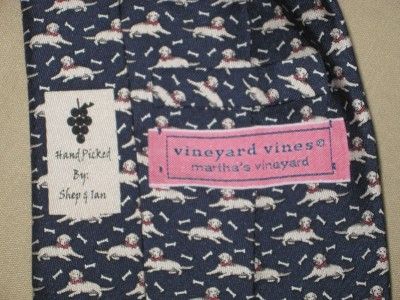 VINEYARD VINES MENS TIE BLUE DOGS AND BONES TIE EUC  