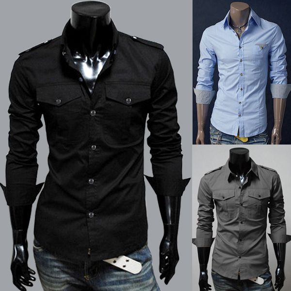   fit Pocket Tailored Casual Point Neck Collar Basic Shirt Top  