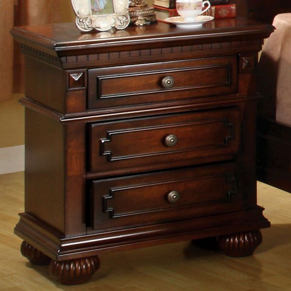 Solid Wood Fortrose Antique Dark Oak Finish Night Stand  