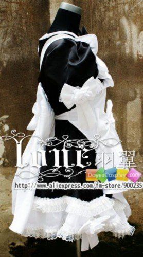 Name A023 Lolita Maid Cosplay Costume Dress Black/White Holloween