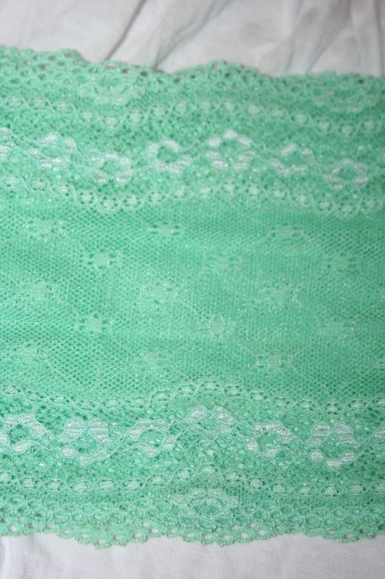 MINT GREEN white galloon stretch lace 5.75 wide BTY  